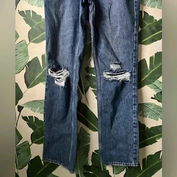 Good American Good 90s Ripped Slim Fit Straight Leg Jeans in Indigo016 Size 28 - Picture 5 of 16